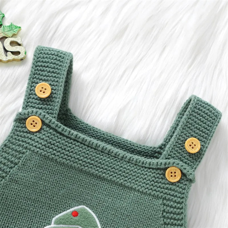 0-18M Baby Boy Girl Christmas Romper Sleeveless Embroidery Knit Bodysuit Newborn Playsuit Jumpsuit Overalls Xmas Outfit Hilo shop 