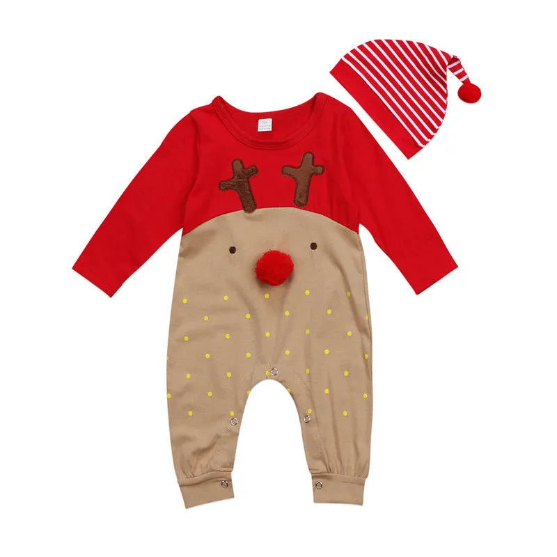 Baby Christmas Jumpsuit & Hat Baby Christmas Jumpsuit & Hat Hilo shop Red 6 Months 