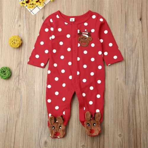Christmas Baby Jumpsuit Christmas Baby Jumpsuit Hilo shop Red 0-3 Months Footed Onesie 
