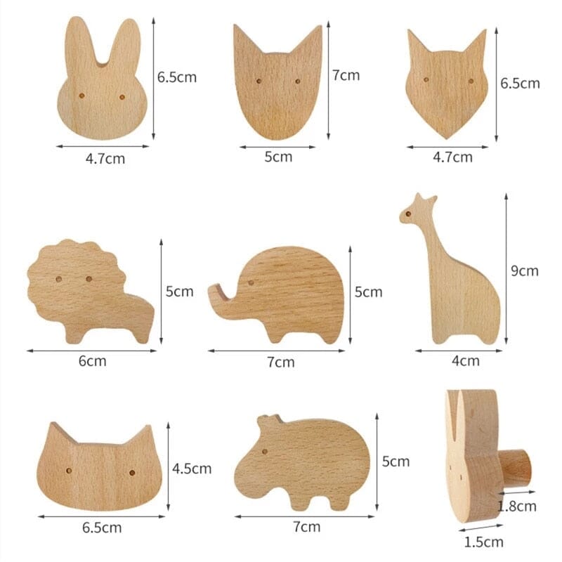 1pcs New Wooden Hook Creative Nordic Cute Animal Hook Wall Hanging Coat Hook Home Decoration Solid Wood Hook Kitchen Accessories Hilo shop 
