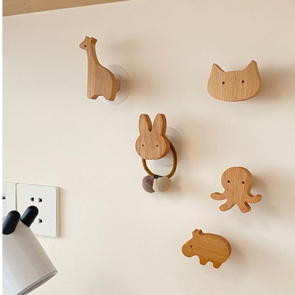 1pcs New Wooden Hook Creative Nordic Cute Animal Hook Wall Hanging Coat Hook Home Decoration Solid Wood Hook Kitchen Accessories Hilo shop 