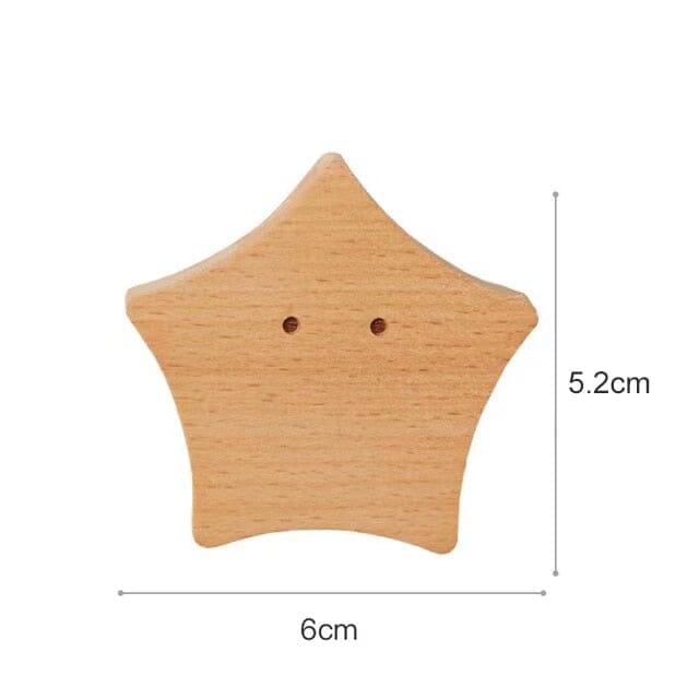 1pcs New Wooden Hook Creative Nordic Cute Animal Hook Wall Hanging Coat Hook Home Decoration Solid Wood Hook Kitchen Accessories Hilo shop Star 