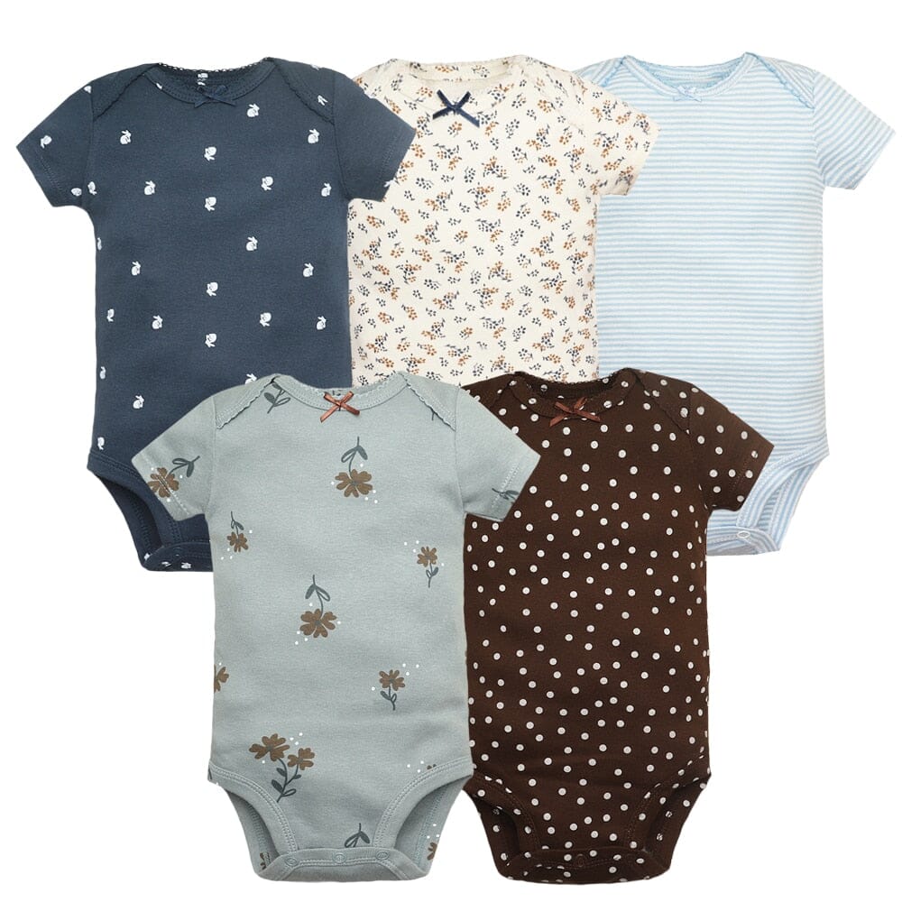 5PCS/Lot Baby Boys Girls Bodysuits 100% Cotton Short Sleeves Kids Clothes 6-24 Month Newborn Baby Clothing bebe Jumpsuit Hilo shop I 6M 