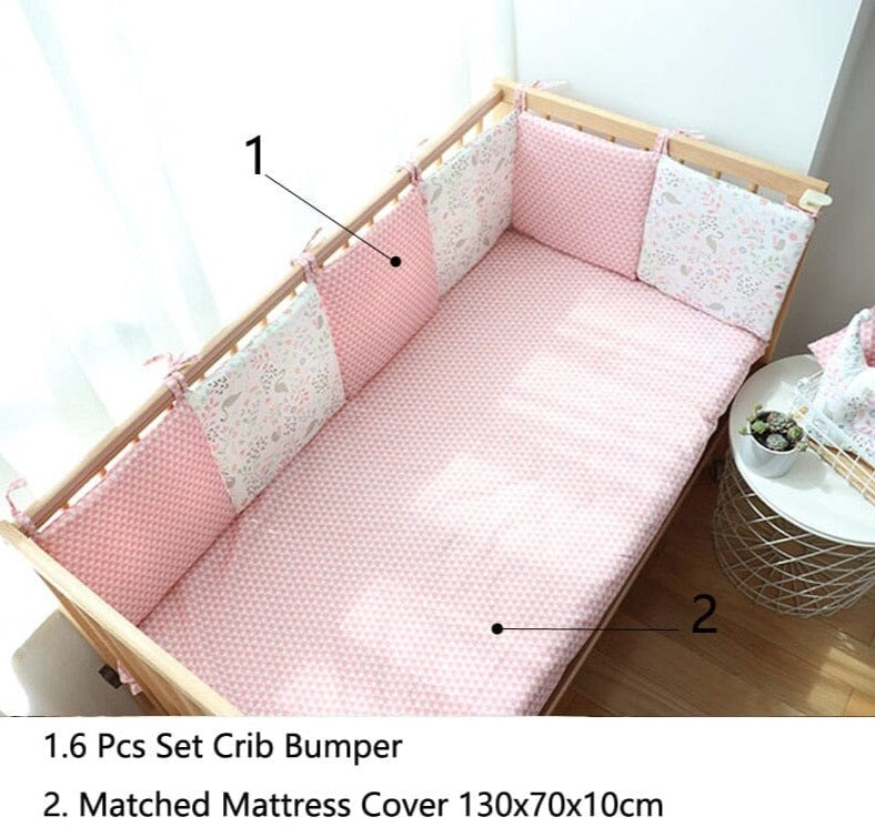 Baby Bed Bumper For Newborns Baby Room Decoration Thick Soft Crib Protector For Kids Cot Cushion With Cotton Cover Detachable 0 Hilo shop Birds 6 Plus 1 
