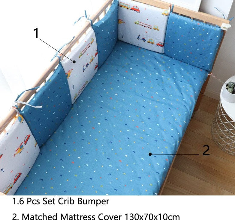Baby Bed Bumper For Newborns Baby Room Decoration Thick Soft Crib Protector For Kids Cot Cushion With Cotton Cover Detachable 0 Hilo shop Car 6 Plus 1 