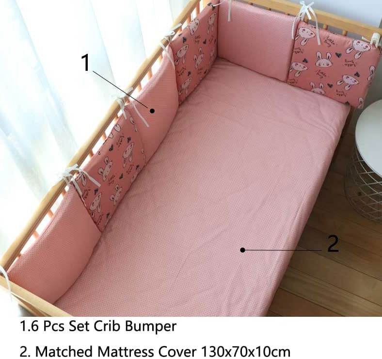 Baby Bed Bumper For Newborns Baby Room Decoration Thick Soft Crib Protector For Kids Cot Cushion With Cotton Cover Detachable 0 Hilo shop LoveRabbit 6 Plus 1 