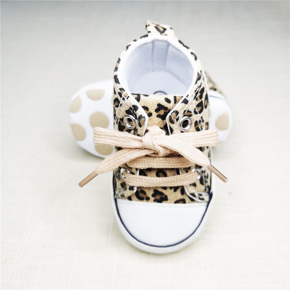 Baby Canvas Classic Sneakers Newborn Print Star Sports Baby Boys Girls First Walkers Shoes Infant Toddler Anti-slip Baby Shoes Hilo shop 616 Leopard 0-6 Months(11cm) China