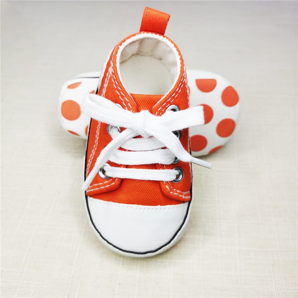 Baby Canvas Classic Sneakers Newborn Print Star Sports Baby Boys Girls First Walkers Shoes Infant Toddler Anti-slip Baby Shoes Hilo shop Baby Orange Star 0-6 Months(11cm) China
