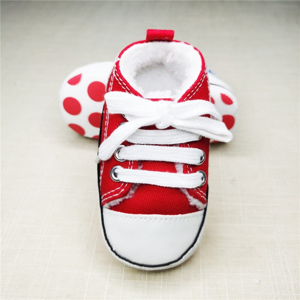 Baby Canvas Classic Sneakers Newborn Print Star Sports Baby Boys Girls First Walkers Shoes Infant Toddler Anti-slip Baby Shoes Hilo shop Plus Red 0-6 Months(11cm) China