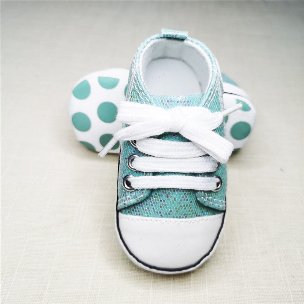 Baby Canvas Classic Sneakers Newborn Print Star Sports Baby Boys Girls First Walkers Shoes Infant Toddler Anti-slip Baby Shoes Hilo shop Shining green 0-6 Months(11cm) China