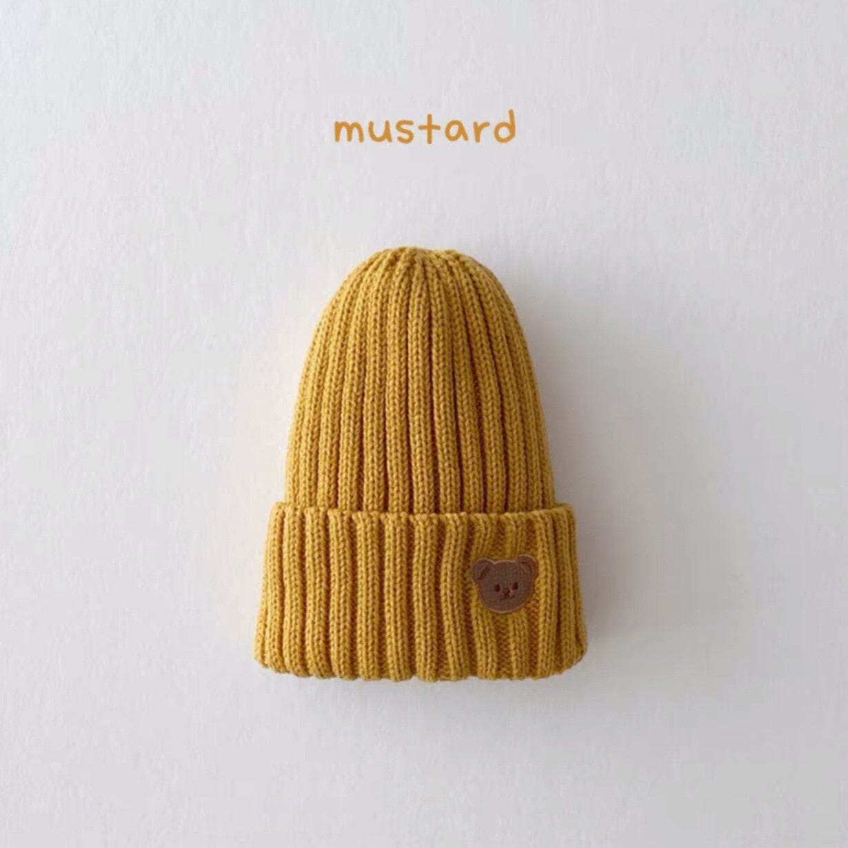 Baby Cotton Knitted Beanie Cap Baby Cotton Knitted Beanie Cap Hilo shop Mustard 6-24 Months 