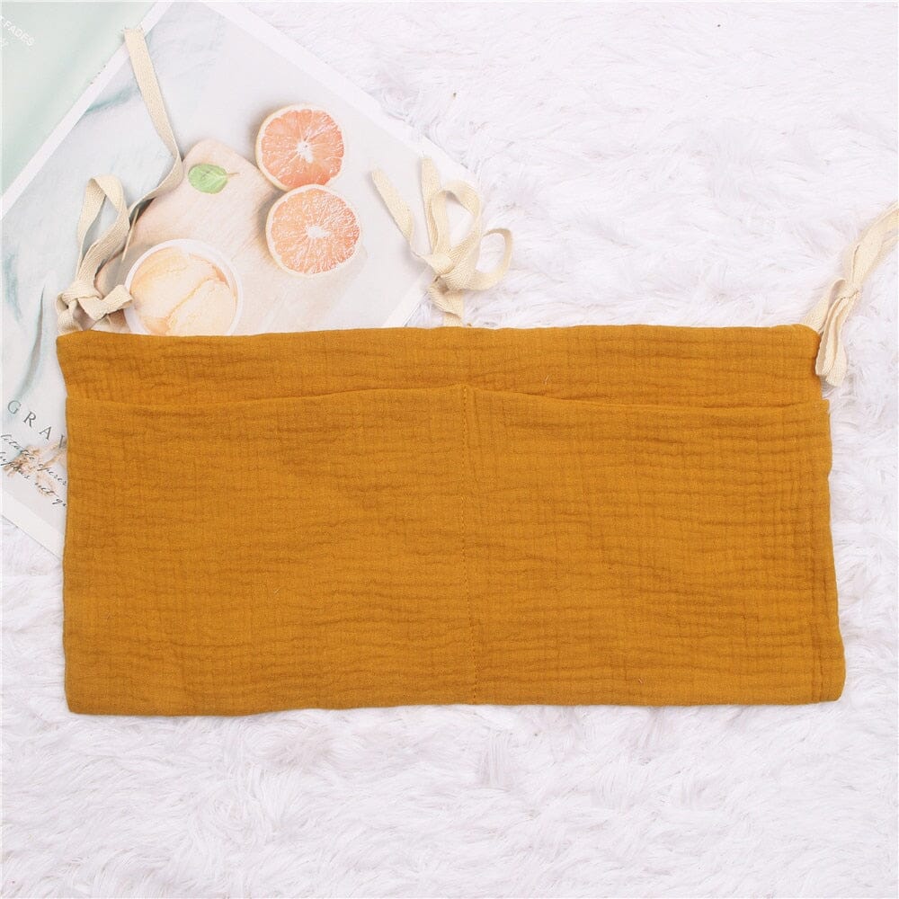 Baby Crib Hanging Bag Kids Bedding Baby Bed Accessories For Storage Hanging Bag Boys Girls Room Decor Simple Ins Baby Bumper Hilo shop gauze-yellow 