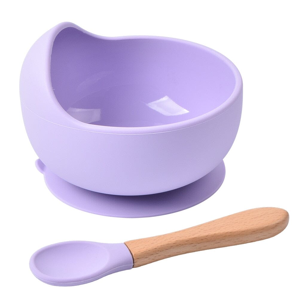 Baby Feeding Bowl Set Silicone Baby Feeding Bowl Set Hilo shop Purple 