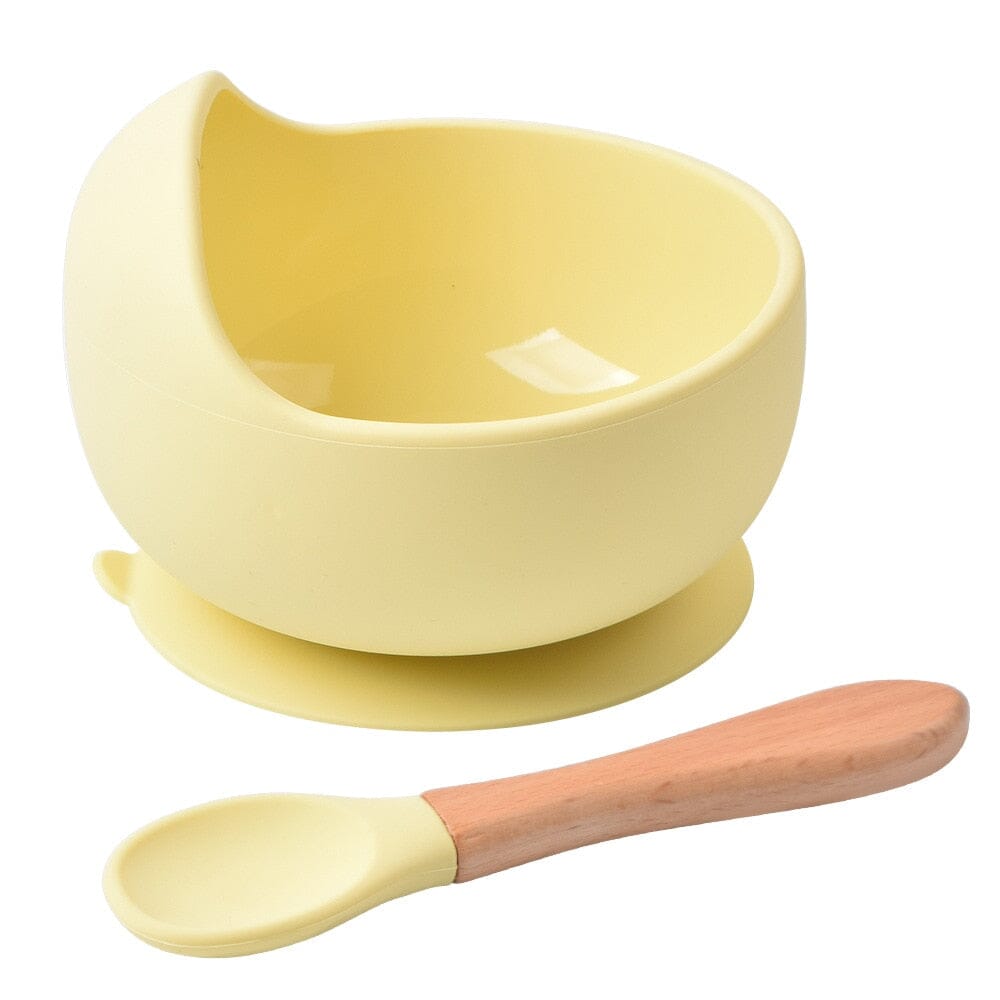 Baby Feeding Bowl Set Silicone Baby Feeding Bowl Set Hilo shop Yellow 