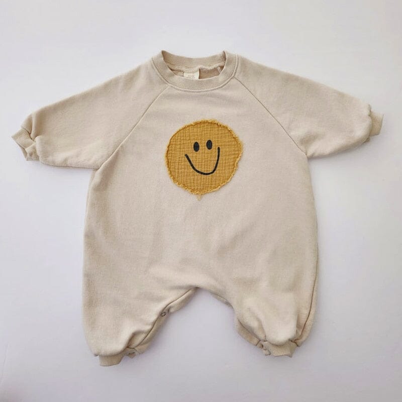 Baby Girls Boys Smiley Face Sweatshirt Romper Long Sleeve Romper Loose Cotton Infant Kids Hooded Body Bebe Fille Strampler Hot Hilo shop Bodysuit-Yellow 0-3M 59 