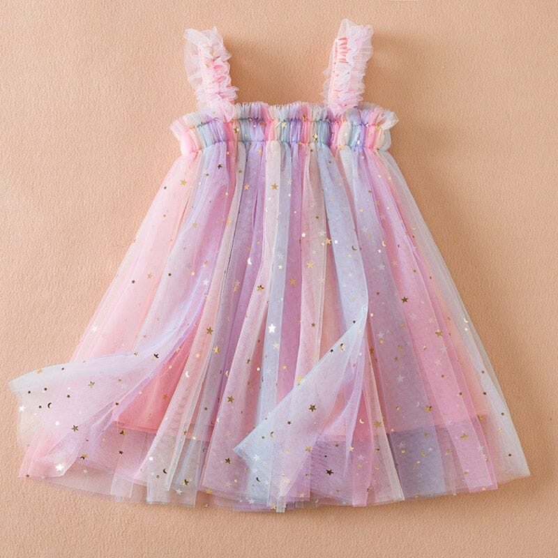 Baby Girls Clothes Suspendes Toddler Kids Summer Sequin Princess Dress Solid Cute Mesh Girls Dresses for 1-5 Yrs Casual Wear Hilo shop Pink1 9M 