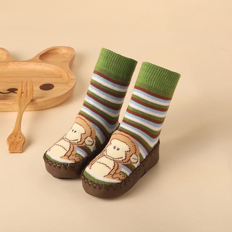 Baby Socks Shoes Infant Color Matching Cute Kids Boys Shoes Doll Soft Soled Child Floor Sneaker Toddler Girls First Walkers Hilo shop monkey 0-6Months 