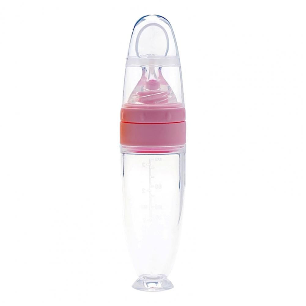 Baby Spoon Squeeze Bottle Feeder Bottle Feeder Hilo shop Pink 