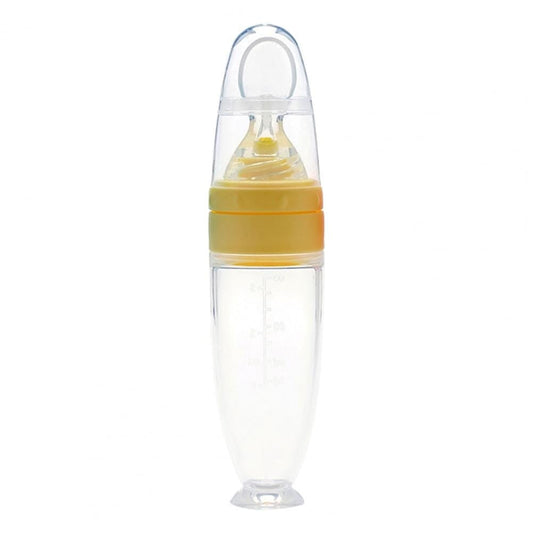 Baby Spoon Squeeze Bottle Feeder Bottle Feeder Hilo shop Yellow 