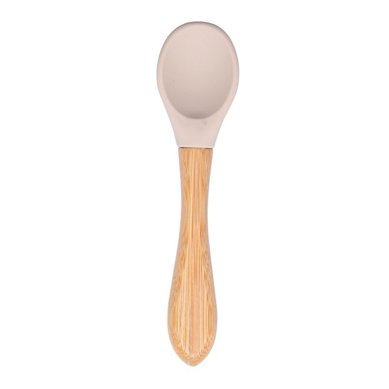 Baby Wooden Spoon Silicone Wooden Baby Feeding Spoon Organic Soft Tip Spoon BPA Free Food Grade Material Handle Toddlers Gifts 0 Hilo shop Beige 