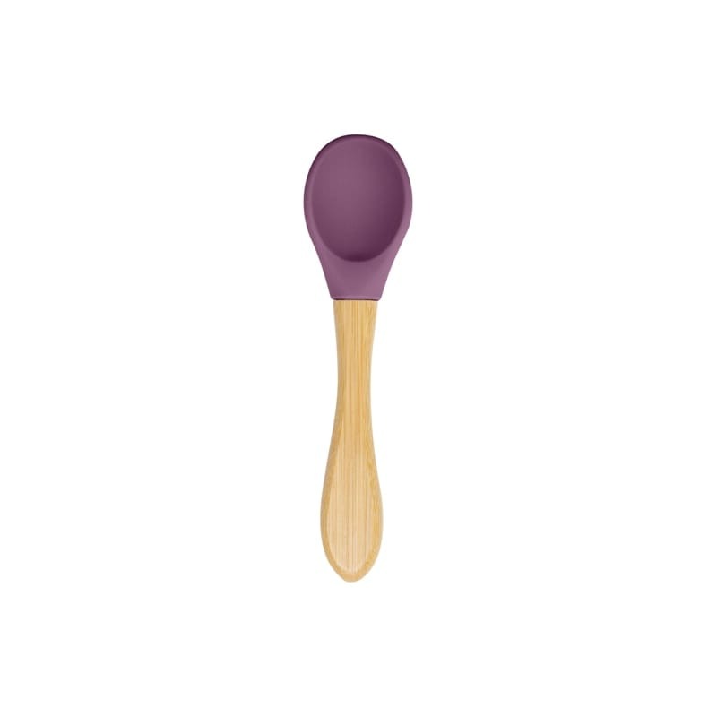Baby Wooden Spoon Silicone Wooden Baby Feeding Spoon Organic Soft Tip Spoon BPA Free Food Grade Material Handle Toddlers Gifts 0 Hilo shop Deep purple 