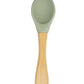 Baby Wooden Spoon Silicone Wooden Baby Feeding Spoon Organic Soft Tip Spoon BPA Free Food Grade Material Handle Toddlers Gifts 0 Hilo shop Green beans 