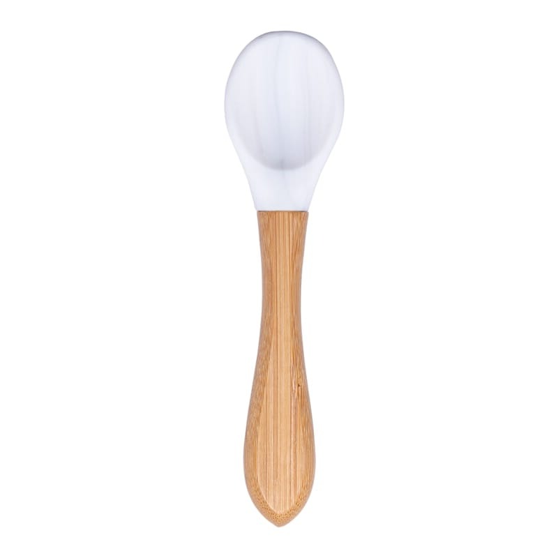 Baby Wooden Spoon Silicone Wooden Baby Feeding Spoon Organic Soft Tip Spoon BPA Free Food Grade Material Handle Toddlers Gifts 0 Hilo shop Marble 