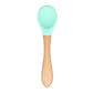 Baby Wooden Spoon Silicone Wooden Baby Feeding Spoon Organic Soft Tip Spoon BPA Free Food Grade Material Handle Toddlers Gifts 0 Hilo shop Mint 