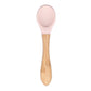 Baby Wooden Spoon Silicone Wooden Baby Feeding Spoon Organic Soft Tip Spoon BPA Free Food Grade Material Handle Toddlers Gifts 0 Hilo shop Peach 