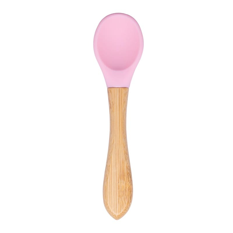 Baby Wooden Spoon Silicone Wooden Baby Feeding Spoon Organic Soft Tip Spoon BPA Free Food Grade Material Handle Toddlers Gifts 0 Hilo shop Pink 