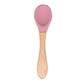 Baby Wooden Spoon Silicone Wooden Baby Feeding Spoon Organic Soft Tip Spoon BPA Free Food Grade Material Handle Toddlers Gifts 0 Hilo shop Wine red 