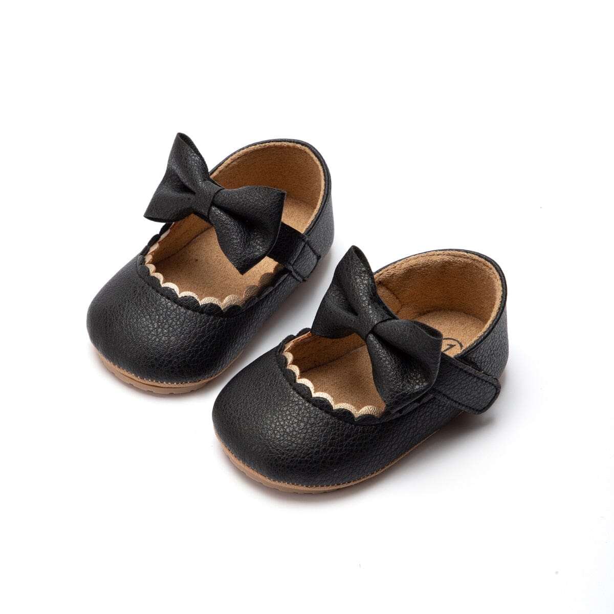 KIDSUN Baby Casual Shoes Infant Toddler Bowknot Non-slip Rubber Soft-Sole Flat PU First Walker Newborn Bow Decor Mary Janes Hilo shop Black 0-6 Months 
