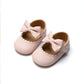 KIDSUN Baby Casual Shoes Infant Toddler Bowknot Non-slip Rubber Soft-Sole Flat PU First Walker Newborn Bow Decor Mary Janes Hilo shop Pink 0-6 Months 