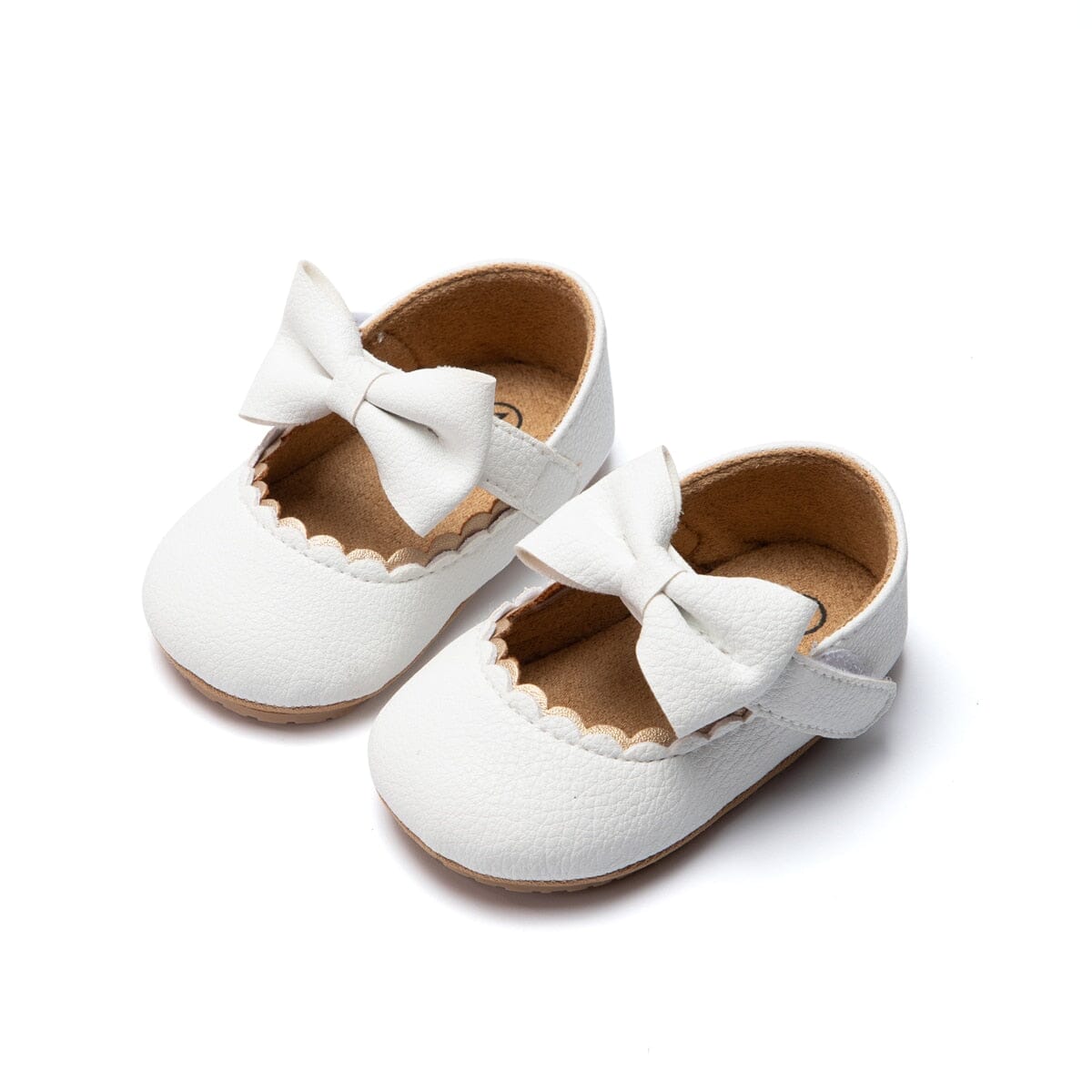 KIDSUN Baby Casual Shoes Infant Toddler Bowknot Non-slip Rubber Soft-Sole Flat PU First Walker Newborn Bow Decor Mary Janes Hilo shop White 0-6 Months 