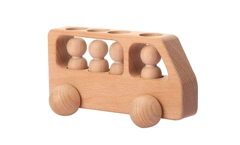 Montessori Wooden Toys for Children Puzzle Game Cartoon Wood Peg Dolls Educational Toy Car Newborn Baby Blocks Christmas Gifts 0 Hilo shop Wooden doll bus 