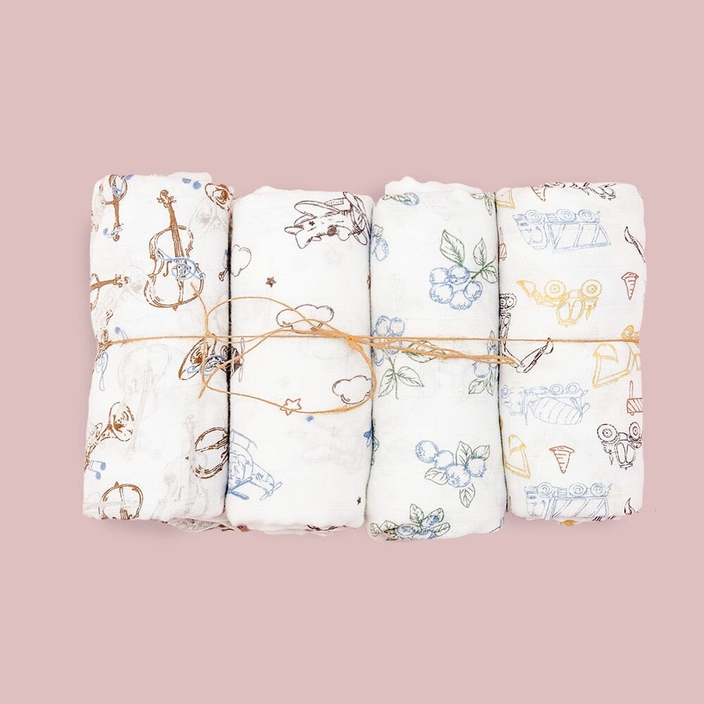 Organic Soft Muslin Swaddle Blanket Soft Muslin Swaddle Blanket Hilo shop Draw 120x110cm 