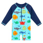 UPF50+ Kids Swimwear Long Sleeve Hilo shop S271 Blue sealife 1-6 Month 