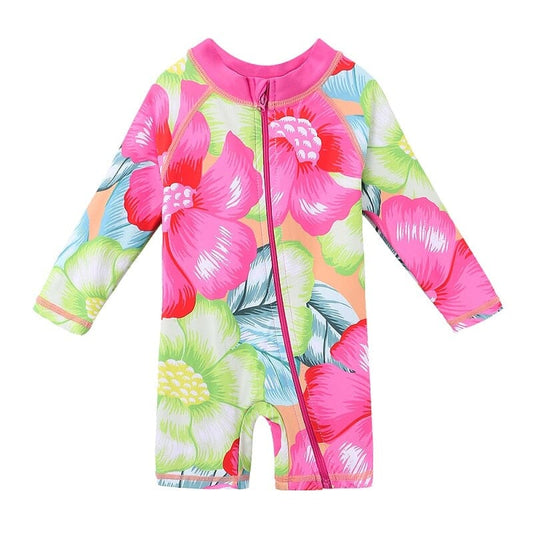 UPF50+ Kids Swimwear Long Sleeve Hilo shop S292 GreenHotPink 1-6 Month 