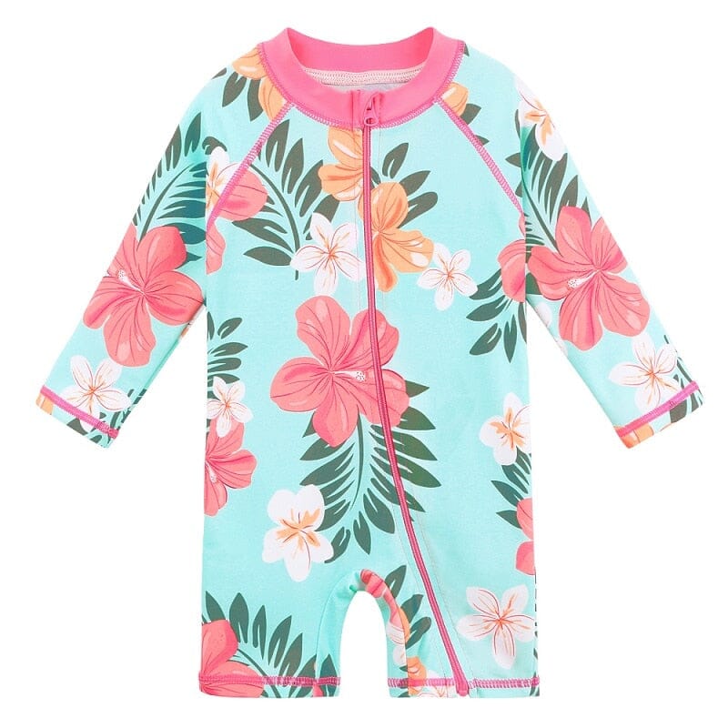 UPF50+ Kids Swimwear Long Sleeve Hilo shop S308 CyanFlower 1-6 Month 